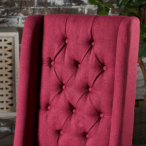 English Elm Dining Chair Set of Two Wingback Button Tufted High Back Birch Leg Upholstered Red 61539.00DRED