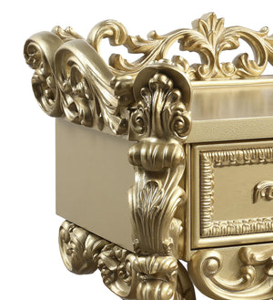 English Elm Gold Luxurious 1-Drawer Nightstand with Felt-Lined Self-Closing Drawer, 2/3 Extension, Gold Finish Elegance B062P215396