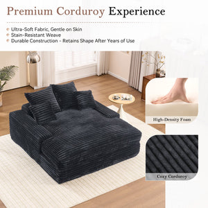English Elm 028dr-oversized Corduroy Chaise Lounge Sleeper Chair Xxl Seat for Studio Living Gray W527S00009