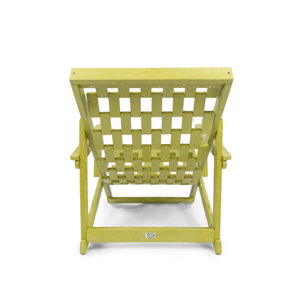 English Elm Pinecrest Outdoor Folding Lounge Chair Recycled Hdpe Reclining Patio Seat with Cushion Yellow B2745P409697