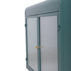 English Elm Army Green Wall-Mounted Metal Storage Cabinet With Elegant Glass Doors For Any Room Décor W3122P272930