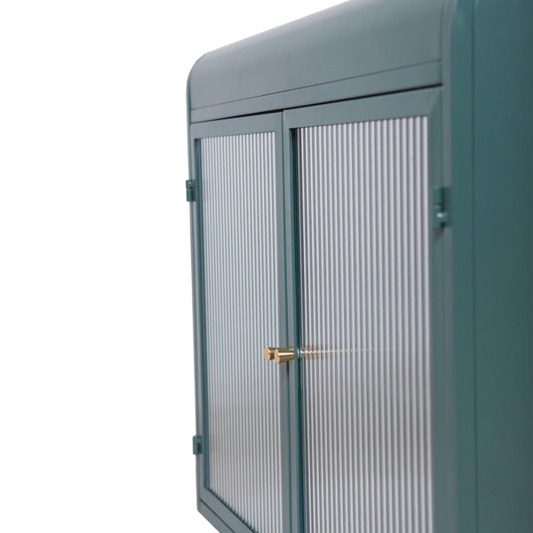 English Elm Army Green Wall-Mounted Metal Storage Cabinet With Elegant Glass Doors For Any Room Décor W3122P272930