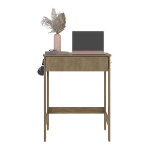 English Elm Eagar Minimalist Desk Beige Light Oak - Compact Scratch-Resistant Workstation with Sturdy Support Bar and Ergonomic Surface B128P375322