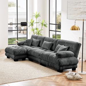 English Elm Luxury Modular Sectional Sofa - Oversized Chenille Gray Couch With Deep Seating & Convertible Ottoman W714S01020