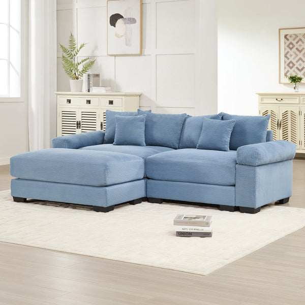 English Elm 82.6" Oversized Modular L-Shape Sectional Couch - Soft Corduroy, Deep Seating, Ergonomic Design & Ottoman W714S01348