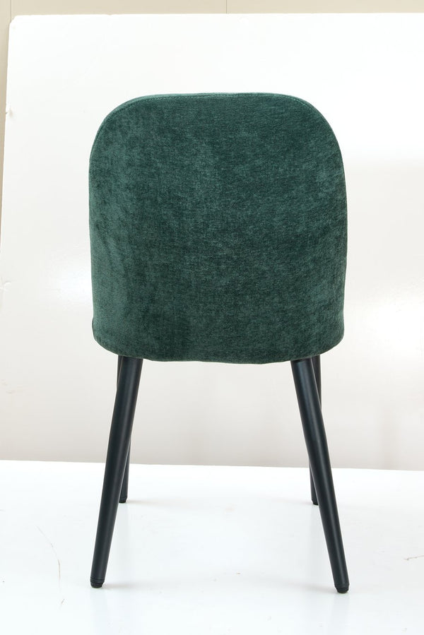 English Elm Dark Forest Green Chenille Armless Dining Chairs Set of 2 with Sleek Metal Legs T3967P423825