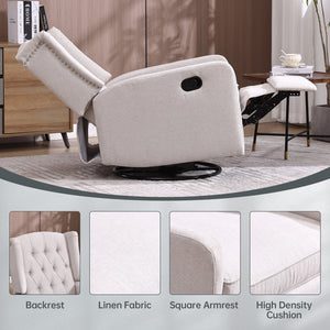 English Elm Coolmore Linen Swivel Glider Recliner with 360 Rotation Ergonomic Nursery Lounge Seat W1539P151225