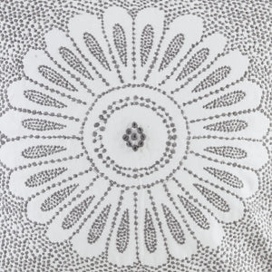 JLA Home INK+IVY - Cotton Embroidered Medallion Square Pillow 20x20 — Neutral Grey Motif, Removable Cover, Hypoallergenic Fill II30-609