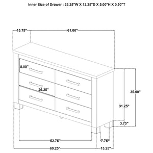 English Elm Sansome Six Drawer Weathered Oak Dresser with Bronze Pulls for Modern Farmhouse Bedrooms B062P447951