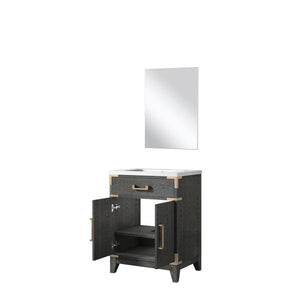 English Elm Black Oak Single Bath Vanity With Acrylic Top & Mirror – Perfect For Compact Spaces & Modern Style B2731S02121