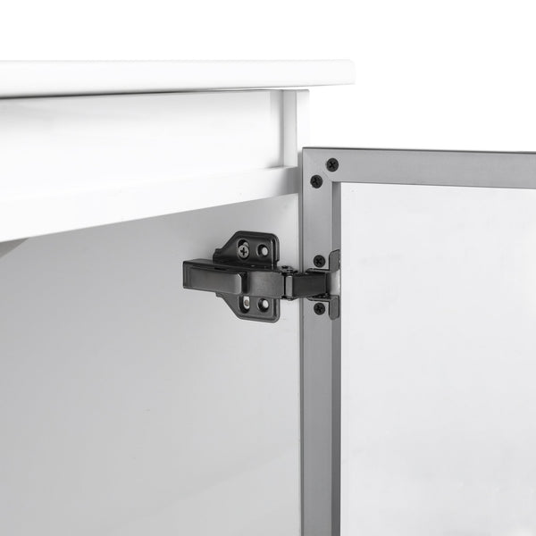 English Elm 24" Floating Bathroom Vanity Glossy White Plywood Cabinet Ceramic Sink Soft Close W999S00523
