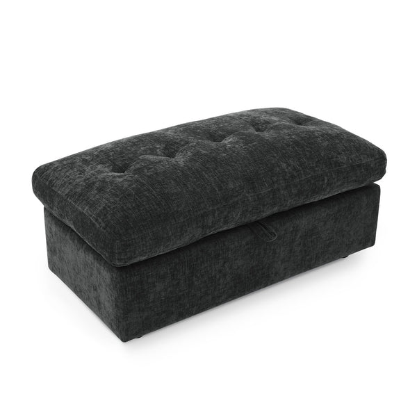 English Elm Leisure Chenille Two Seat Reclining Sofa with Usb Port Storage Ottoman Padded Armrests Black W487S00521