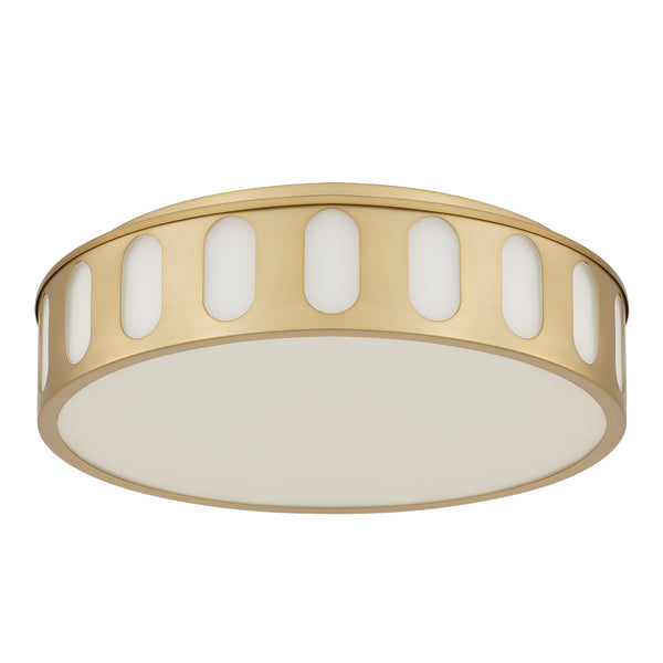English Elm 15.15-in Warm Brass Dimmable Led Flush Mount for Bedroom Hallway or Entryway Antique Brass B370P394547