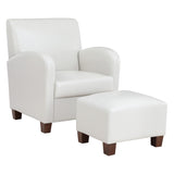 OSP Home Furnishings Aiden Chair & Ottoman Faux Leather Cream