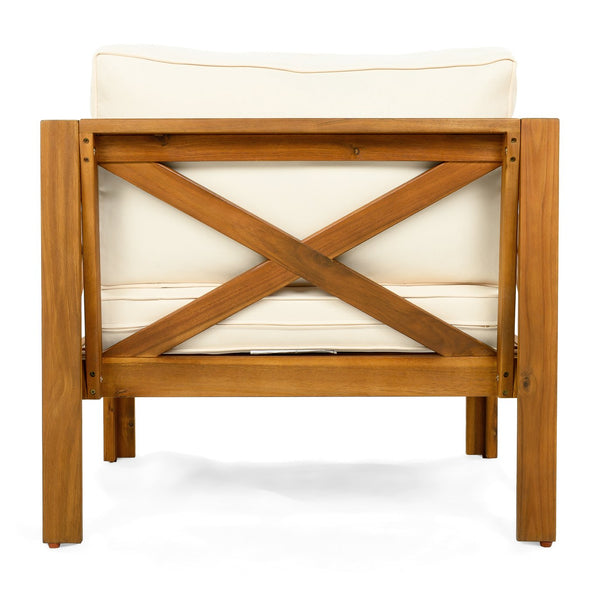 English Elm Christopher Knight Home® - Patio Conversation Set - Stylish Outdoor Acacia Wood Chairs With Cushions & Teak Finish End Table N770P264304B_57501.00ACA