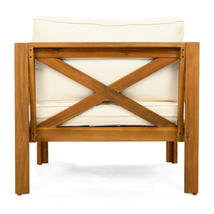 English Elm Christopher Knight Home® - Outdoor Acacia Wood Club Chairs Set Of 4 With Plush Beige Cushions For Stylish Outdoor Comfort N770P264304B004