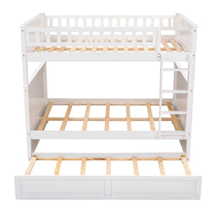 English Elm Full Over Bunk Bed with Trundle Solid Pine Wood Kids Bedroom Sleeper LT000044AAK-1