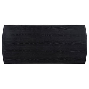 English Elm Mason 5-Piece Dining Set With Extension Leaf - Modern Black Wood Finish & White Upholstered Chairs B062S01121