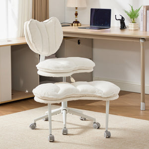 English Elm Artificial Rabbit Hair Cross Legged Desk Chair with Lumbar Support and Swivel Footrest W1143P402918