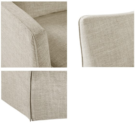 English Elm Skirted Plush Swivel Chair with Black Metal Base, 100% Polyester Upholstery, Foam Seat Comfort B035P203226