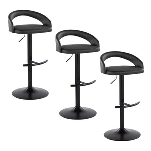 English Elm Adjustable Swivel Barstools Set of 3 Faux Leather Metal Counter Height Seating B202S02041