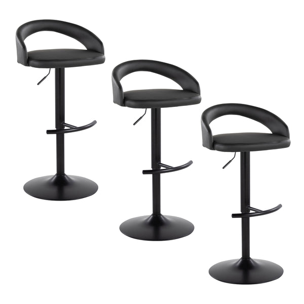 English Elm Adjustable Swivel Barstools Set of 3 Faux Leather Metal Counter Height Seating B202S02041