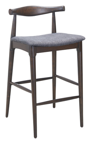 Zuo Modern Tuzka Barstool Set Of 2 - Chic Gray & Espresso Design For Modern Homes, Stylish & Durable Seating Gray 100% Polyester,Rubberwood 110515-zuo-modern