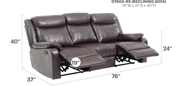 English Elm G760A-RS Double Reclining Sofa Dark Brown PU Sleeper with Removable Arms & Back, Stable Center Support B078108414