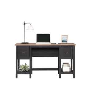 English Elm Desk, Modern Farmhouse Black Finish With Durable Engineered Wood, Storage Drawers & Easy Assembly B356P402712