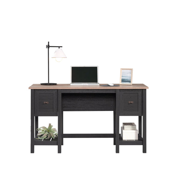 English Elm Desk, Modern Farmhouse Black Finish With Durable Engineered Wood, Storage Drawers & Easy Assembly B356P402712