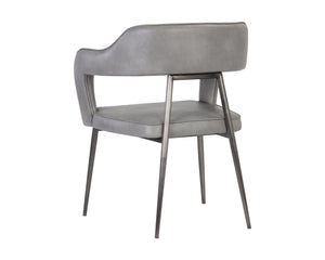 Sunpan Kenny Modern Dining Armchair with Unique Cutout Design and Sleek Gunmetal Stainless Steel Frame Bravo Metal