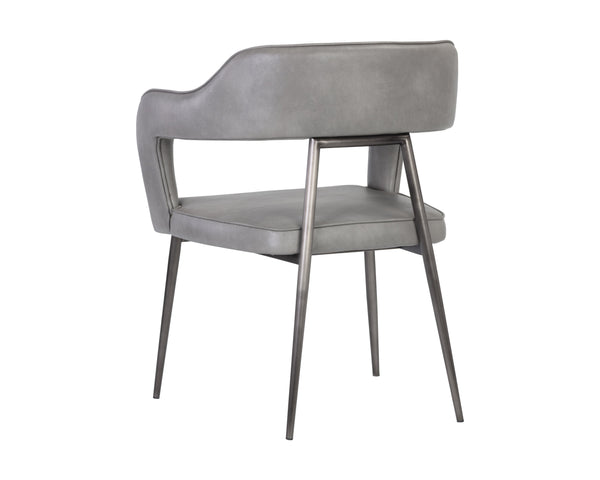 Sunpan Kenny Modern Dining Armchair with Unique Cutout Design and Sleek Gunmetal Stainless Steel Frame Bravo Metal