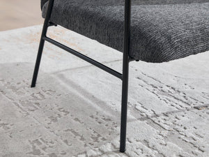 English Elm Leisure Linen Accent Chair with Built-in Side Table Pockets and Lumbar Pillow Modern Dark Gray W395P453309