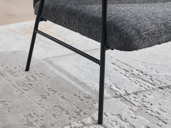 English Elm Leisure Linen Accent Chair with Built-in Side Table Pockets and Lumbar Pillow Modern Dark Gray W395P453309