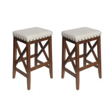 Christopher Knight Home® - Noble House - Greely Contemporary Farmhouse Upholstered Fabric Barstools - Set of 2