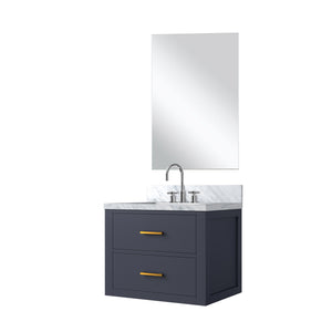 English Elm Blue Single Bath Vanity Set With Acrylic Countertop, Mirror & Faucet - Perfect For Small Spaces! B2731S01971