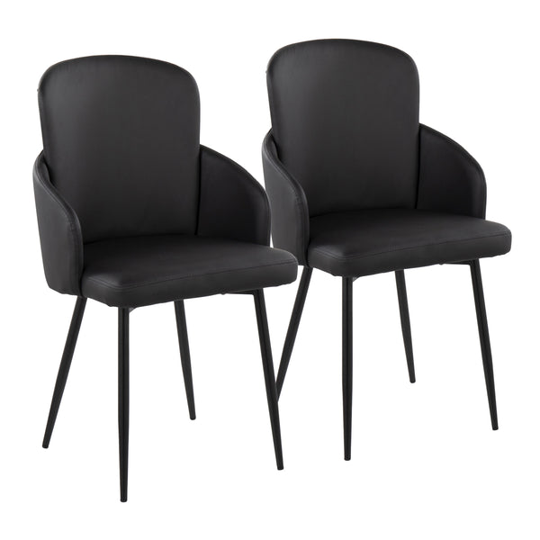 English Elm Dahlia Set Of 2 Contemporary Dining Chairs In Black Faux Leather & Chrome Accents For Modern Homes B202S01189