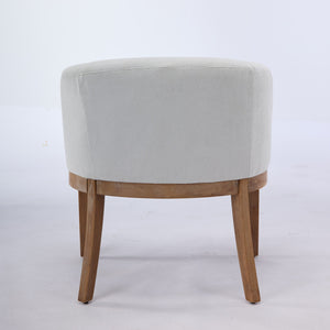 English Elm Mid Century Modern Upholstered Barrel Dining Chair - Beige Linen Accent Chair For Home & Office W1143P346923