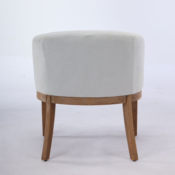 English Elm Mid Century Modern Upholstered Barrel Dining Chair - Beige Linen Accent Chair For Home & Office W1143P346923
