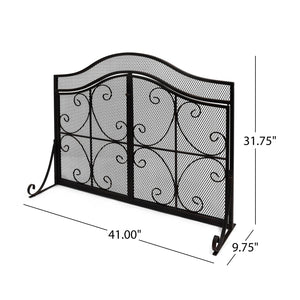 English Elm Christopher Knight Home® - FIRE Screen Gary 3-Panel Iron Fireplace Screen with Doors, Black Copper Finish, Camelback Scrollwork Protective Accent 65187.00BLKCOP