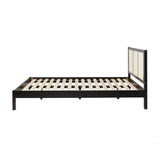 Solid Wood Rattan Paneled Platform Bed YASB Black YASB5CBL Walker Edison