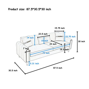 English Elm FX-P11-CW Modern 87.4" 3-Seater Sofa Upholstered Plush Fabric, Pocket Springs, Foam, Metal Legs W576P360570