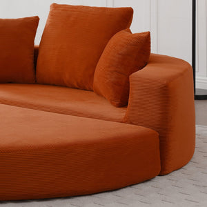 English Elm Convertible Corduroy Floor Futon Sofa Foldable Foam Lounge Bed for Any Room Orange W2677P487206