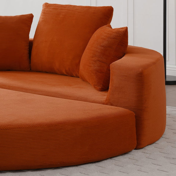 English Elm Convertible Corduroy Floor Futon Sofa Foldable Foam Lounge Bed for Any Room Orange W2677P487206