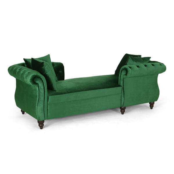 English Elm Christopher Knight Home® - Chaise Lounge Chair In Emerald Velvet – Modern Glam Furniture With Diamond Tufting & Accent Pillows 67581.00AEMD
