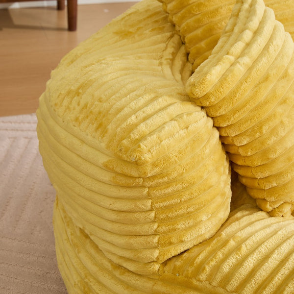 English Elm Bean Bag Sofa Oversized Corduroy Floor Lounge Chair with Armrests Pillows Foam Fill Mustard Yellow W395P426812