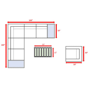 English Elm 5-Person Wicker Patio Seating Set | 9-Piece U-Shape Sectional, 5" Cushions, Weather-Resistant Comfort B120S00262