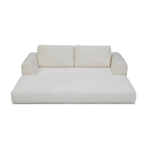 English Elm 2-in-1 Corduroy Futon Sofa Sleeper with Foam Fill and Modular Floor Profile Beige W1117P417292