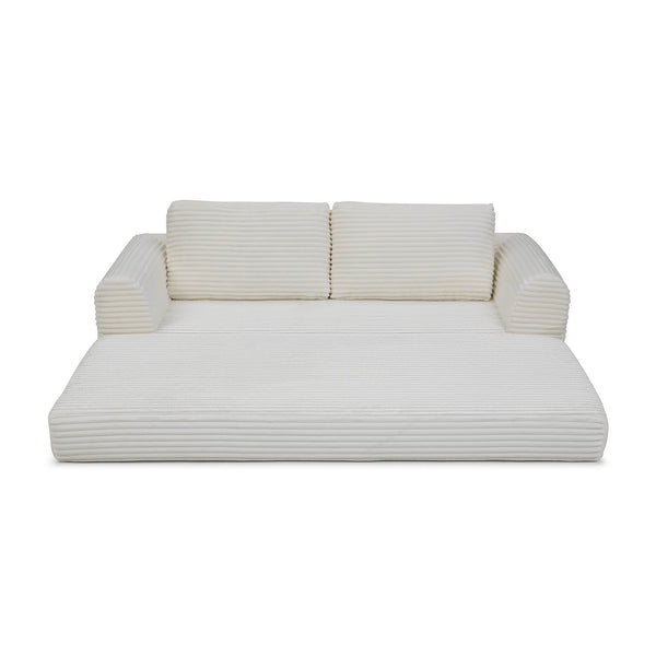 English Elm 2-in-1 Corduroy Futon Sofa Sleeper with Foam Fill and Modular Floor Profile Beige W1117P417292