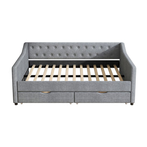 English Elm Full Size Daybed With Storage Drawers – Elegant Tufted Sofa Bed In Light Grey For Versatile Living W2336S00033